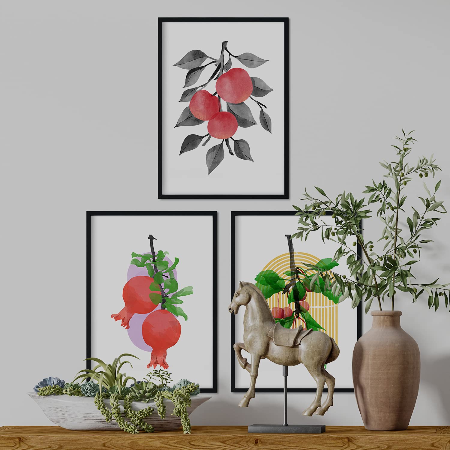Set de láminas Frutos rojos. Pósters con ilustraciones de plantas y flores en estilo acuarela.-Artwork-Nacnic-Nacnic Estudio SL