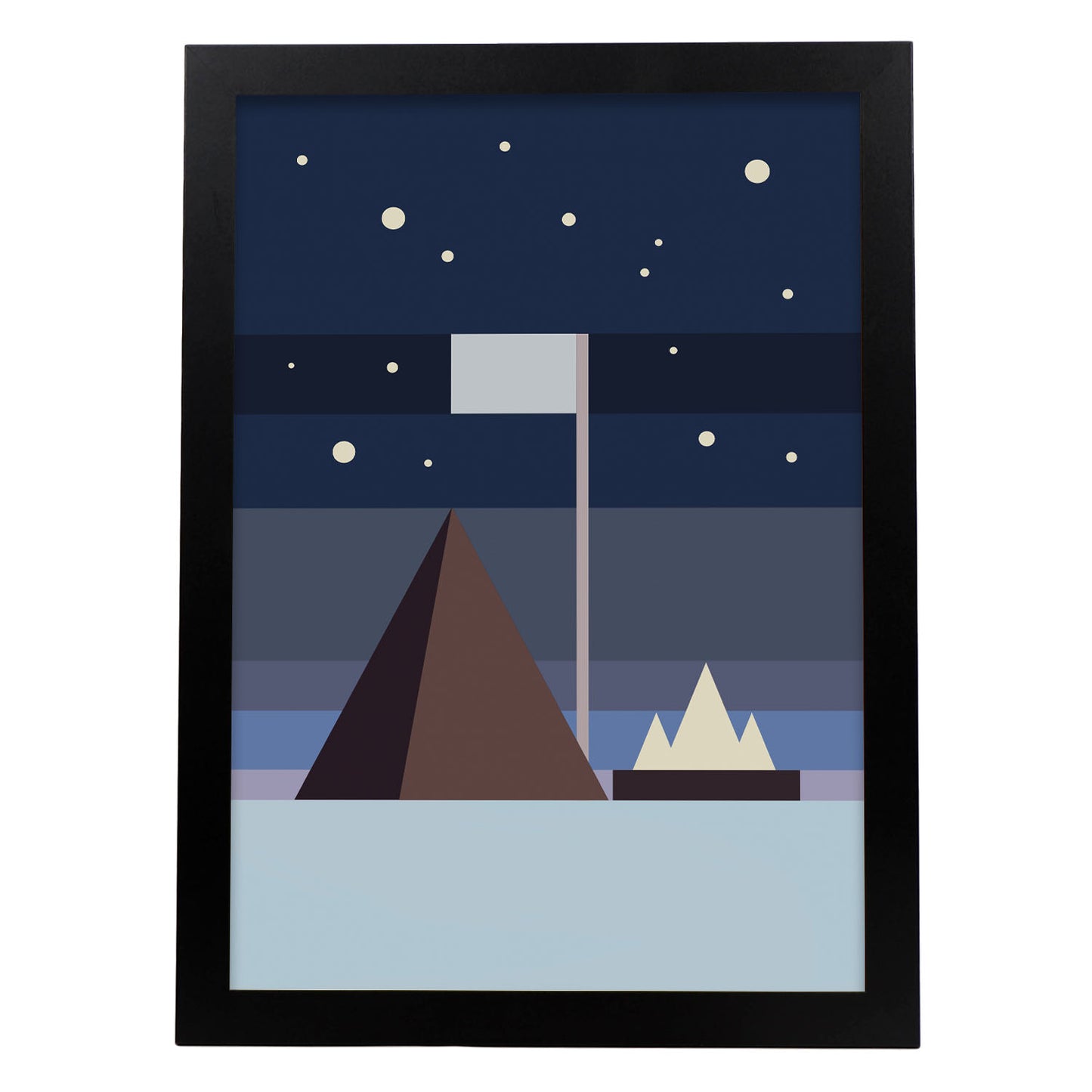 Nacnic Lámina de Paisaje con Pirámide y Bandera