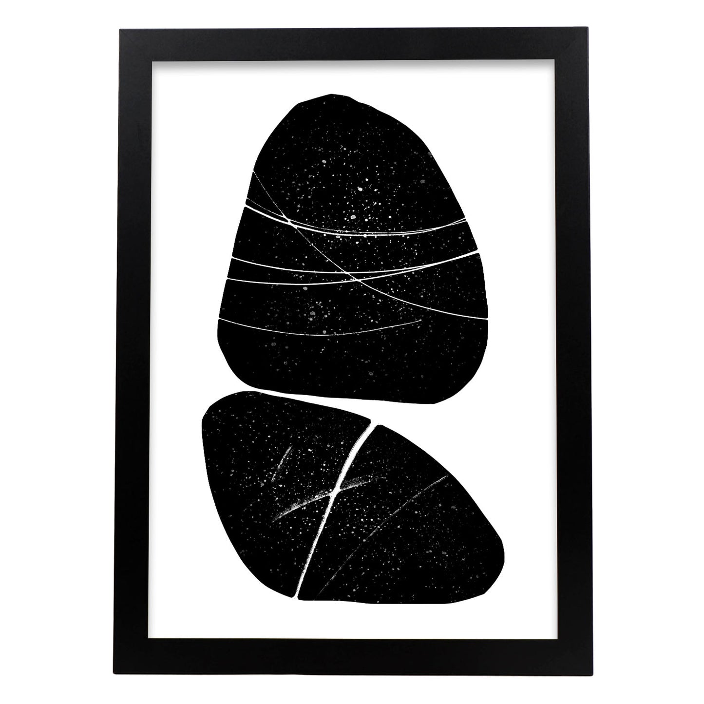 Lamina Nacnic de Piedras de Mármol Negro en Abstracto