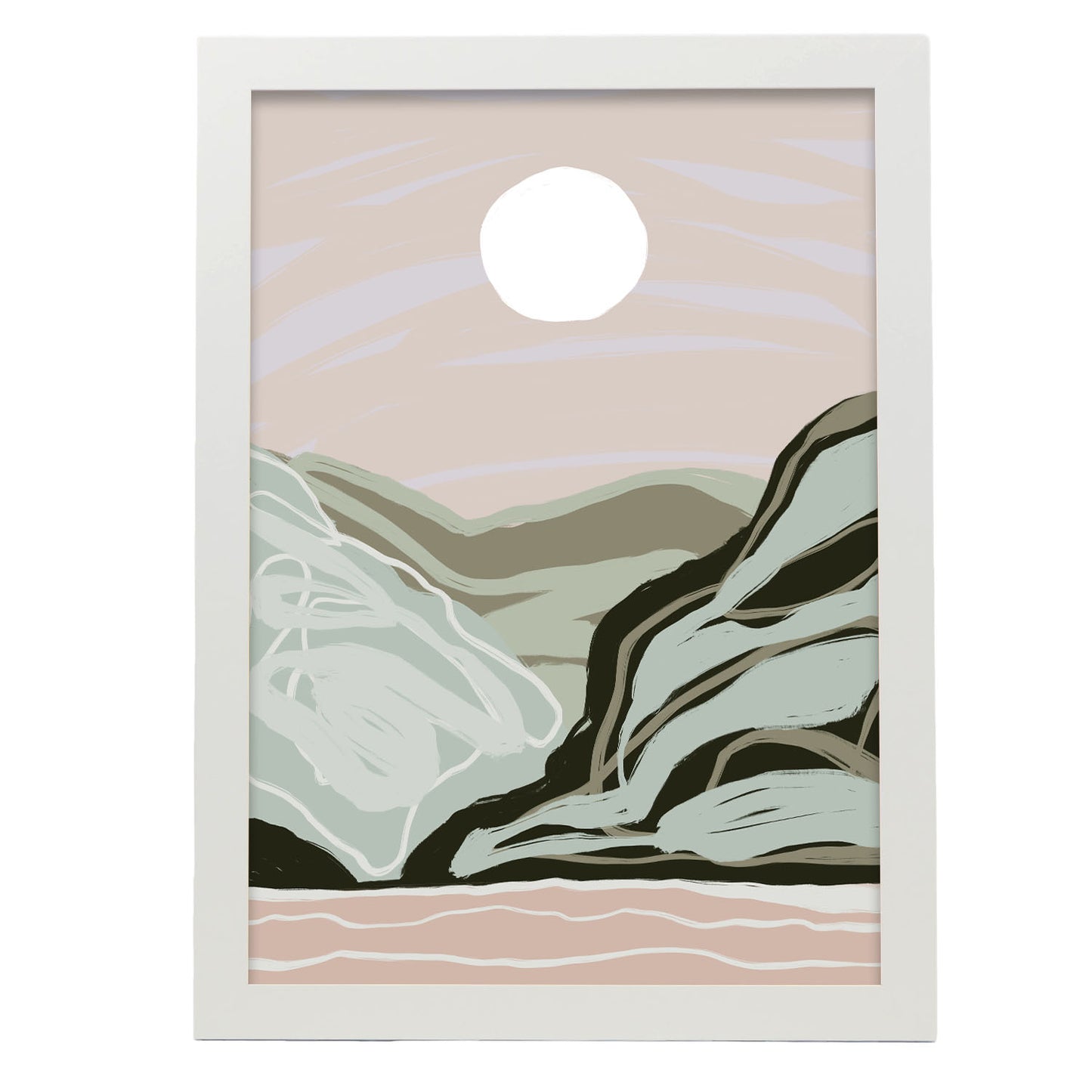 Lámina Nacnic Luna Llena y Naturaleza en Paisaje Surtido