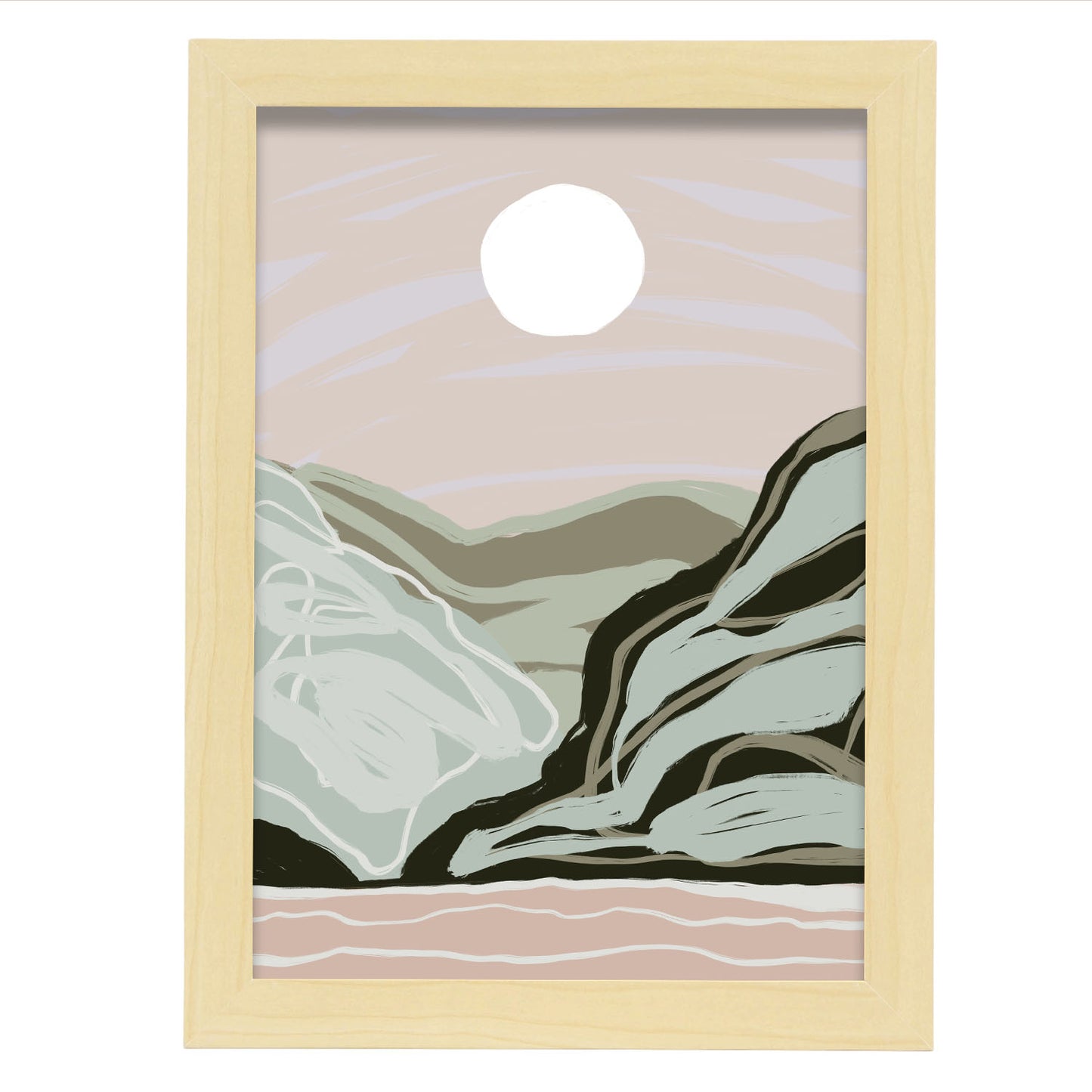 Lámina Nacnic Luna Llena y Naturaleza en Paisaje Surtido