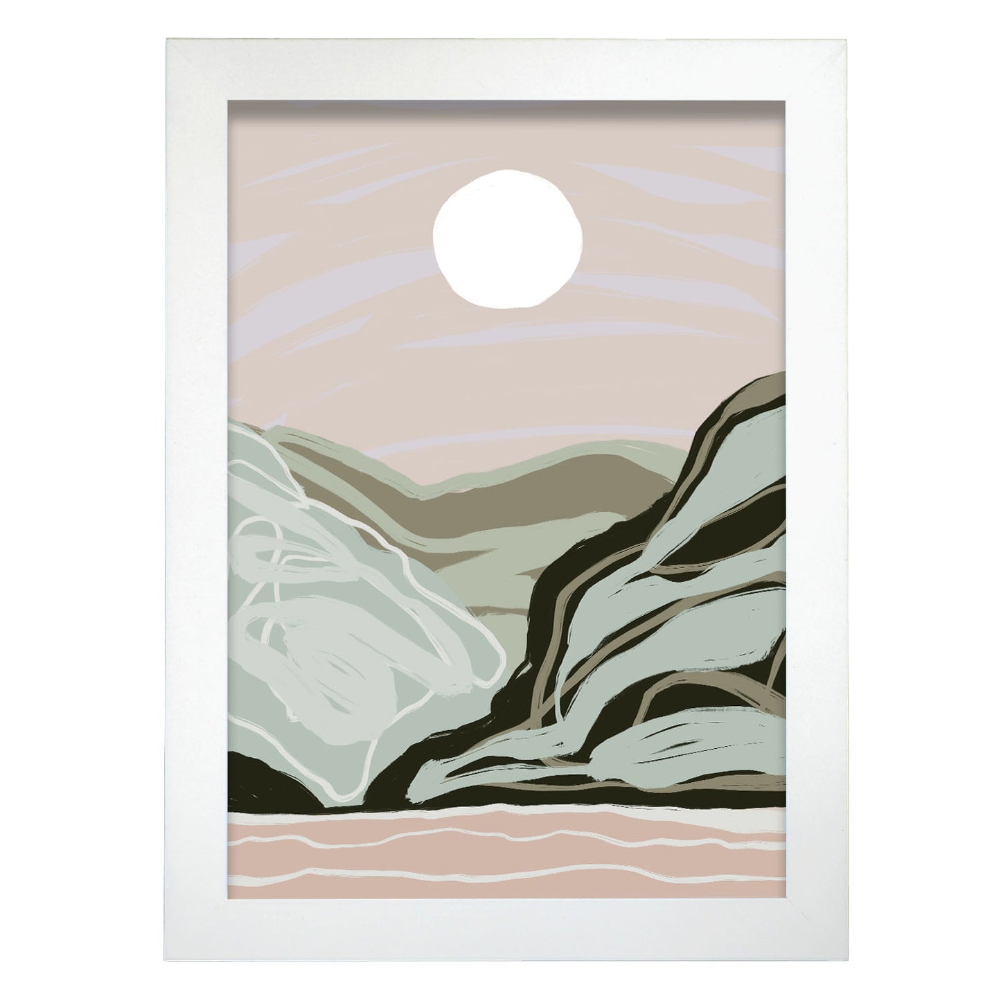 Lámina Nacnic Luna Llena y Naturaleza en Paisaje Surtido