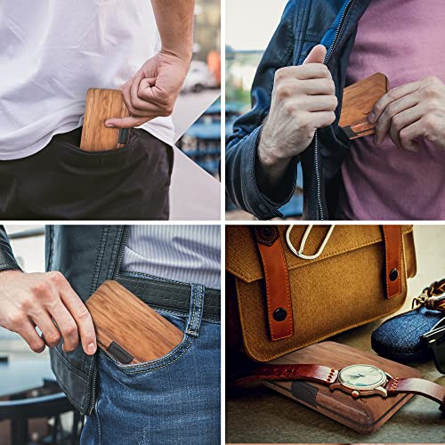Cartera de Aluminio con Bloqueo RFID y Textura de Madera para Hombres y Mujeres