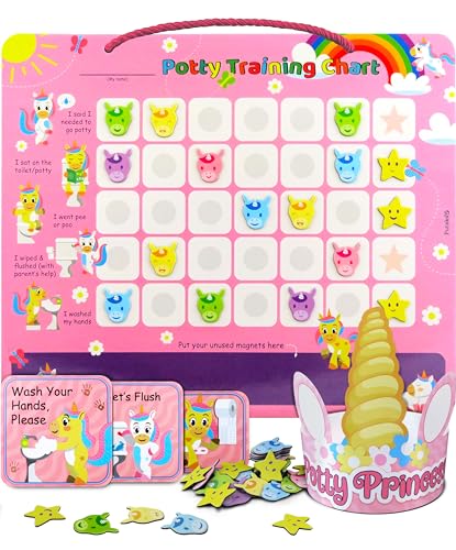 Tabla de Entrenamiento al Baño Unicornio con Calcomanías Magnéticas para Niños - Láminas