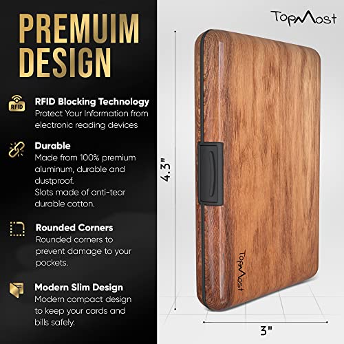 Cartera de Aluminio con Bloqueo RFID y Textura de Madera para Hombres y Mujeres