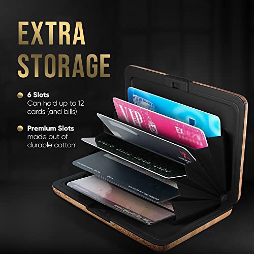 Cartera de Aluminio con Bloqueo RFID y Textura de Madera para Hombres y Mujeres