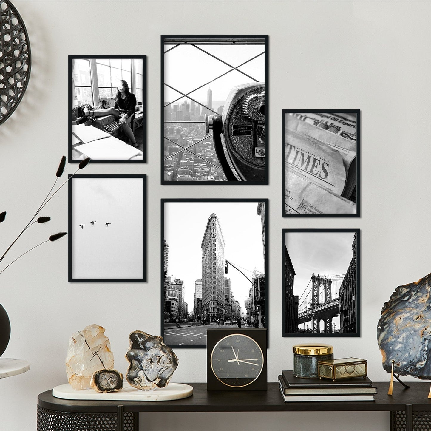 - 6 Láminas Decorativas Nueva York Blanco y Negro - Impresión Arte Fotográfico para Decoración Mural Minimalista, Moderna - A3 y A4.-Artwork-Nacnic-Sin marco-Nacnic Estudio SL