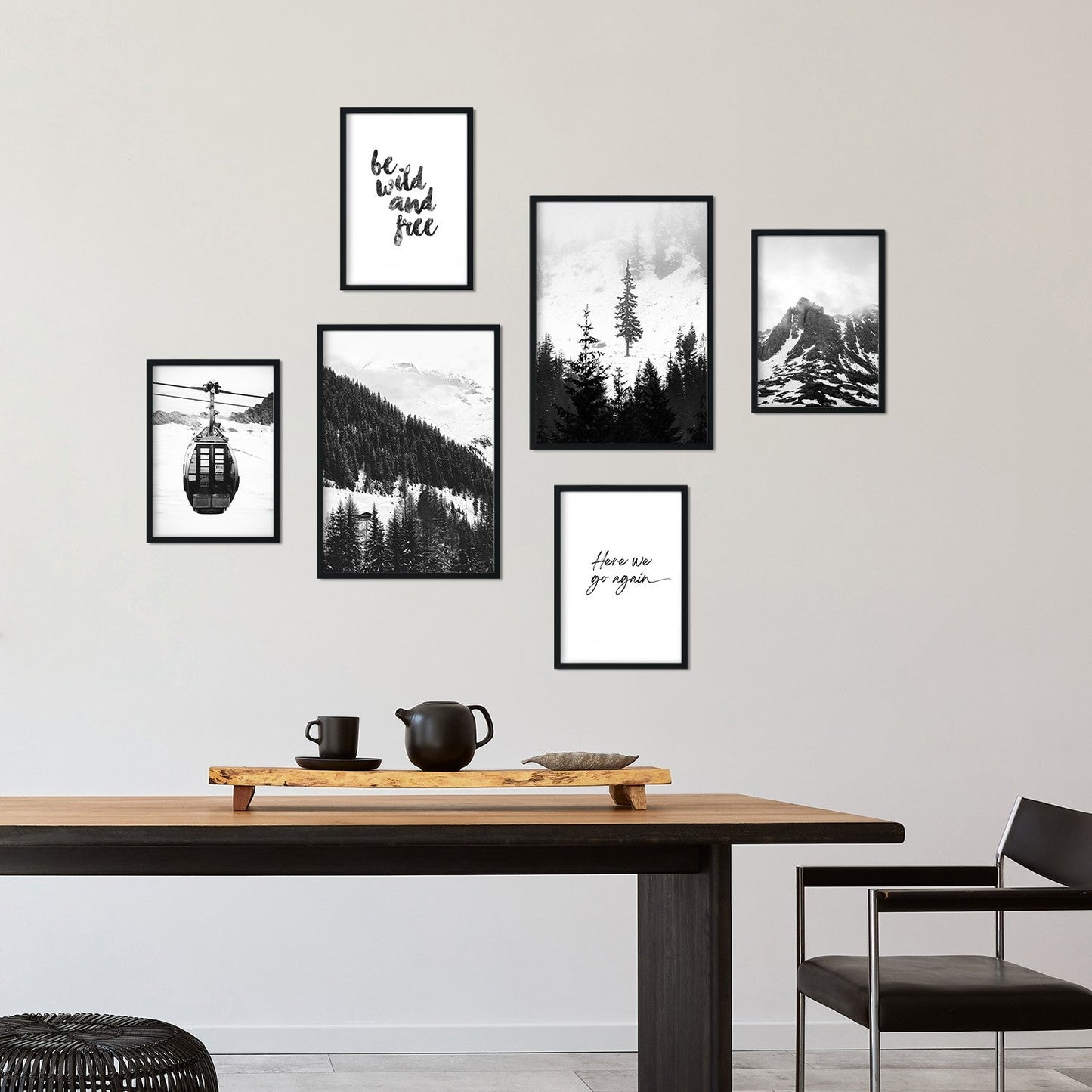 - 6 láminas Fotográficas Blanco y Negro - Decoración Mural Salón, Dormitorio, Habitación - Nieve, Invierno, Nórdico, Moderno - A3 y A4.-Artwork-Nacnic-Sin marco-Nacnic Estudio SL