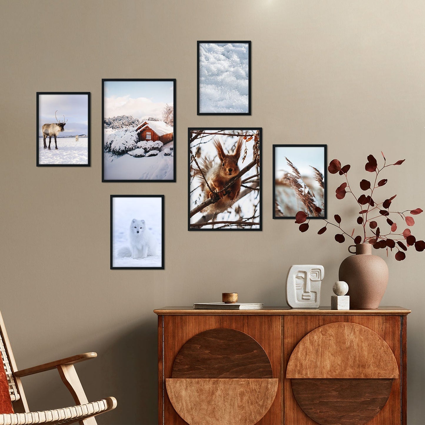 - 6 Pósters Fotografía Animales y Nieve - Láminas Decorativas Modernas para Pared del Hogar, Habitación, Collage, Mural - A3 y A4 -Artwork-Nacnic-Sin marco-Nacnic Estudio SL