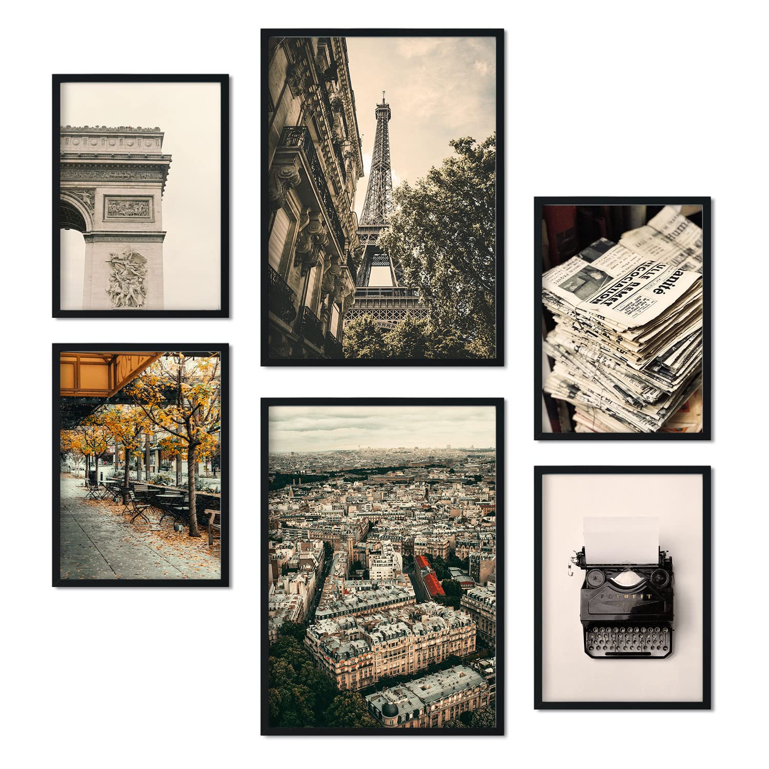 - 6 Pósters Fotografía París Vintage - Impresión Arte Mural Moderno para Colgar en Habitaciones Hogar - Láminas Decorativas A3 y A4 -Artwork-Nacnic-Nacnic Estudio SL