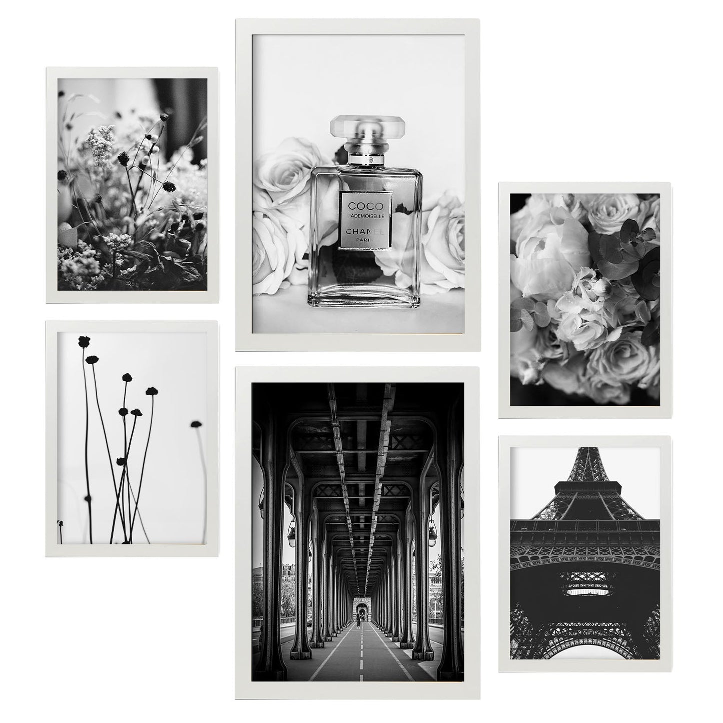 - 6 Posters París Blanco y Negro - Impresión Arte Fotográfico Minimalista y Elegante - Láminas Decorativas Modernas - A3 y A4.-Artwork-Nacnic-Marco Blanco-Nacnic Estudio SL