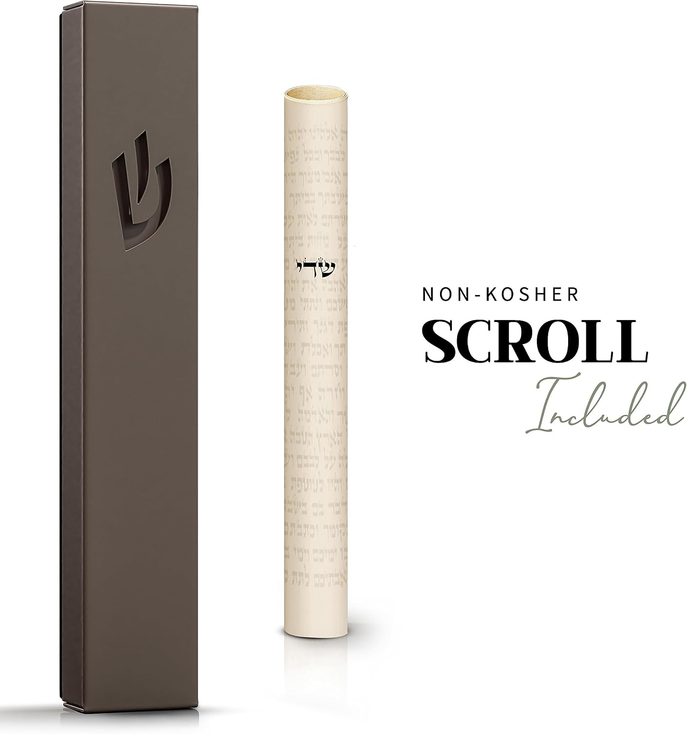 SURI Mezuzah clásica para puerta, caja de mezuzá autoadhesiva Nirosta gris oscuro de 5 pulgadas con pergamino no kosher | Mezuzá judía moderna para interiores y exteriores, caja de regalo de Judaica