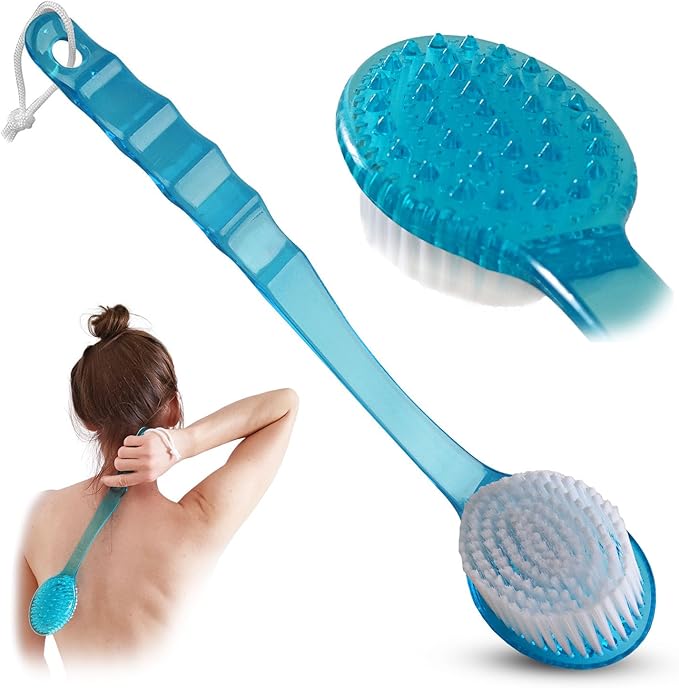 Cepillo corporal de baño - Cepillo de ducha de mango largo exfoliante para espalda, cuerpo y pies