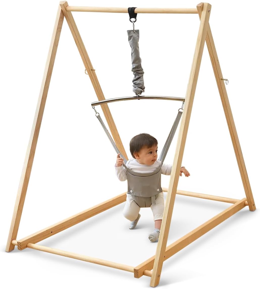 Hamaca plegable Avenlur Tulip con soporte para bebés - Hamaca autoportante para niños de 6 meses a 3 años - Asiento tipo hamaca (gris)