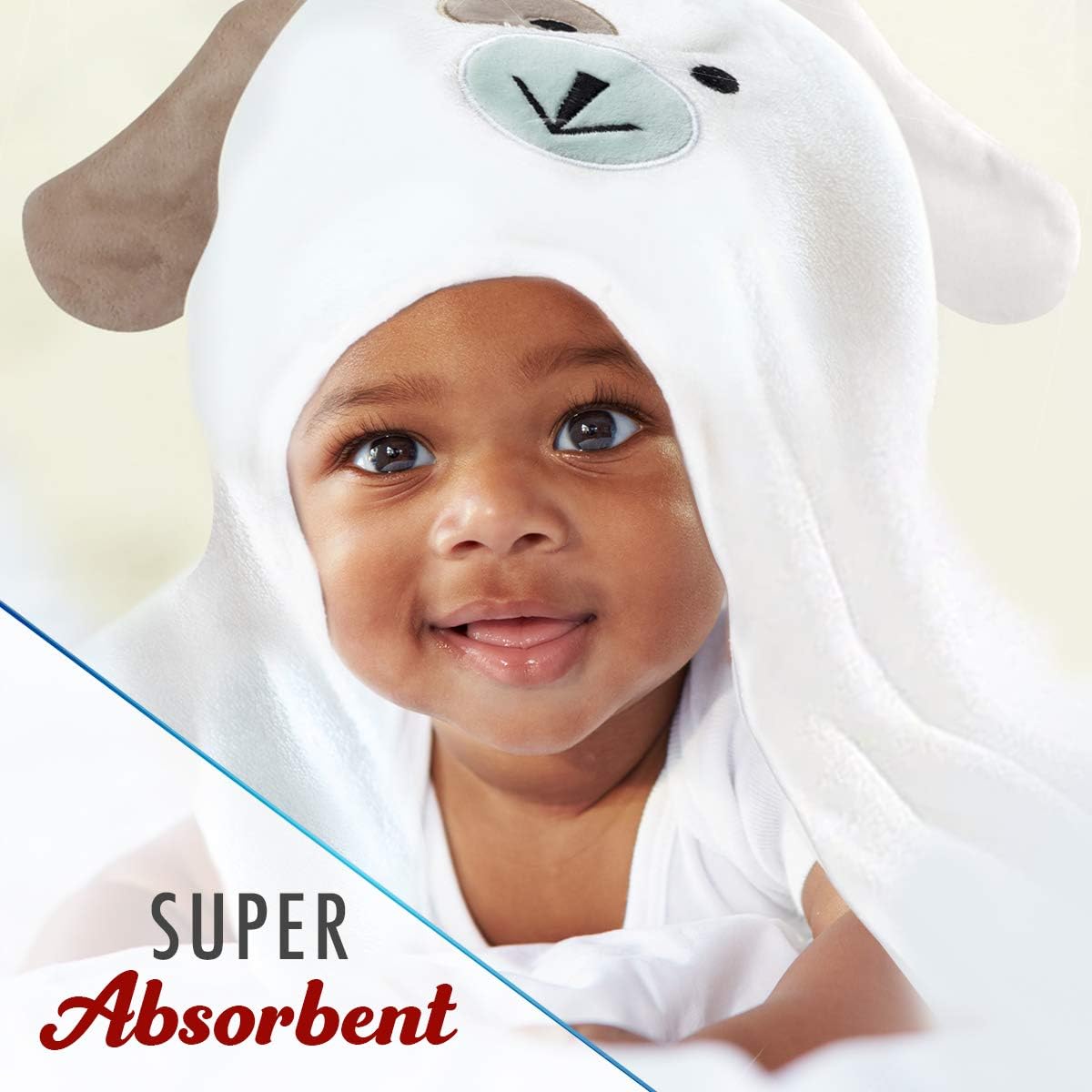 Toalla de bebé con capucha de primera calidad, de viscosa, hecha de bambú, súper absorbente, diseño para niña y niño. Ultra suave, color blanco, extra grande, 35 x 35 pulgadas.
