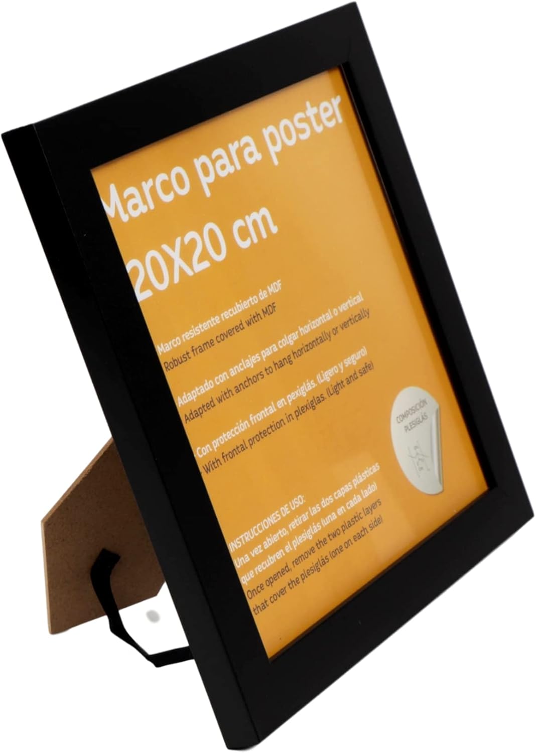 Nacnic - Pack 24 Marcos de Madera MDF Negro y Vidrio Acrílico | Protección y Expositor de Fotografías, Láminas, Pósters, Cuadros y Decoración para Salón, Dormitorio u Oficina | 20x20 cm