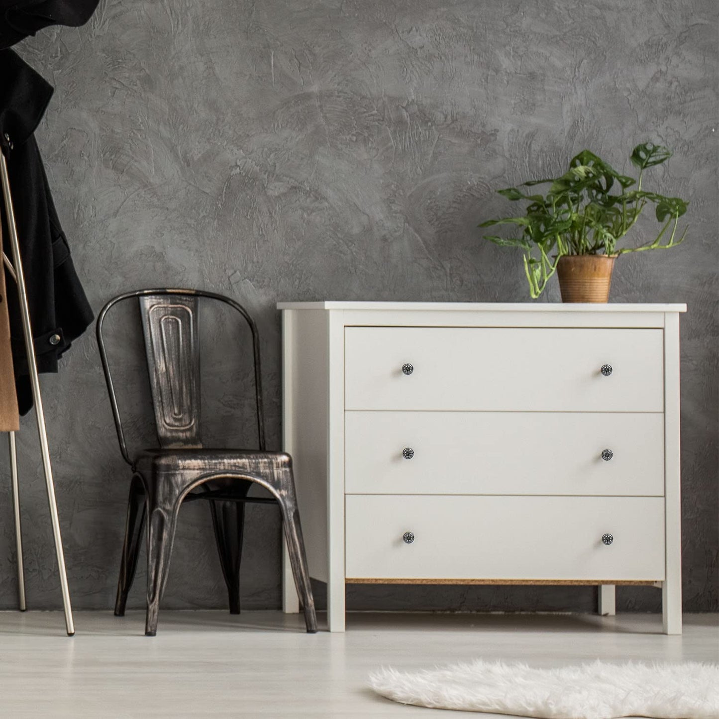 Set de 10 pomos tiradores de cerámica | Diseño mandala en blanco y negro | Decoración muebles, armarios, habitaciones.-Nacnic-Nacnic Estudio SL