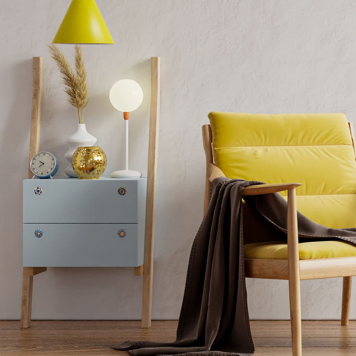 Set de 12 pomos tiradores de cerámica | Diseño flores vintage de colores | Decoración muebles, armarios, cajones.-Nacnic-Nacnic Estudio SL