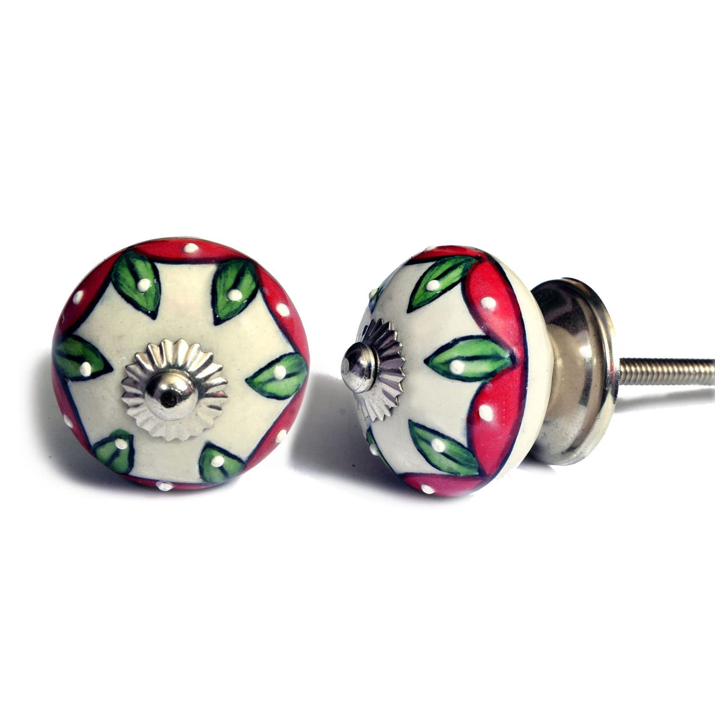 Set de 20 pomos tiradores de cerámica | Diseños y formas flores vintage | Decoración para muebles, armarios y cajones.-Nacnic-Nacnic Estudio SL