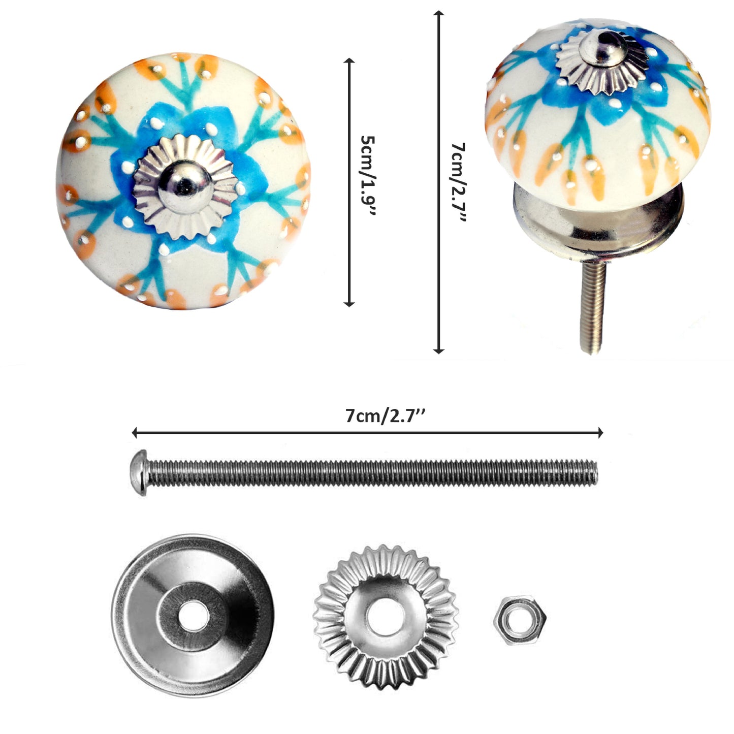 Set de 20 pomos tiradores de cerámica con formas flores vintage para muebles