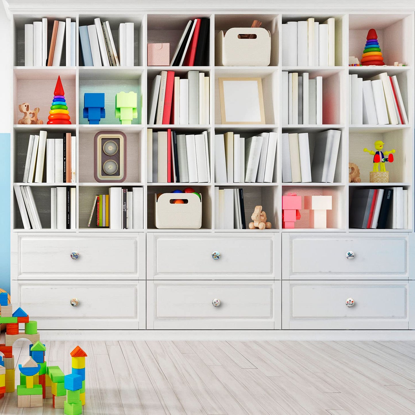 Set de 8 pomos tiradores de cerámica | Diseño pájaros y jardín | Decoración para muebles y habitaciones.-Nacnic-Nacnic Estudio SL