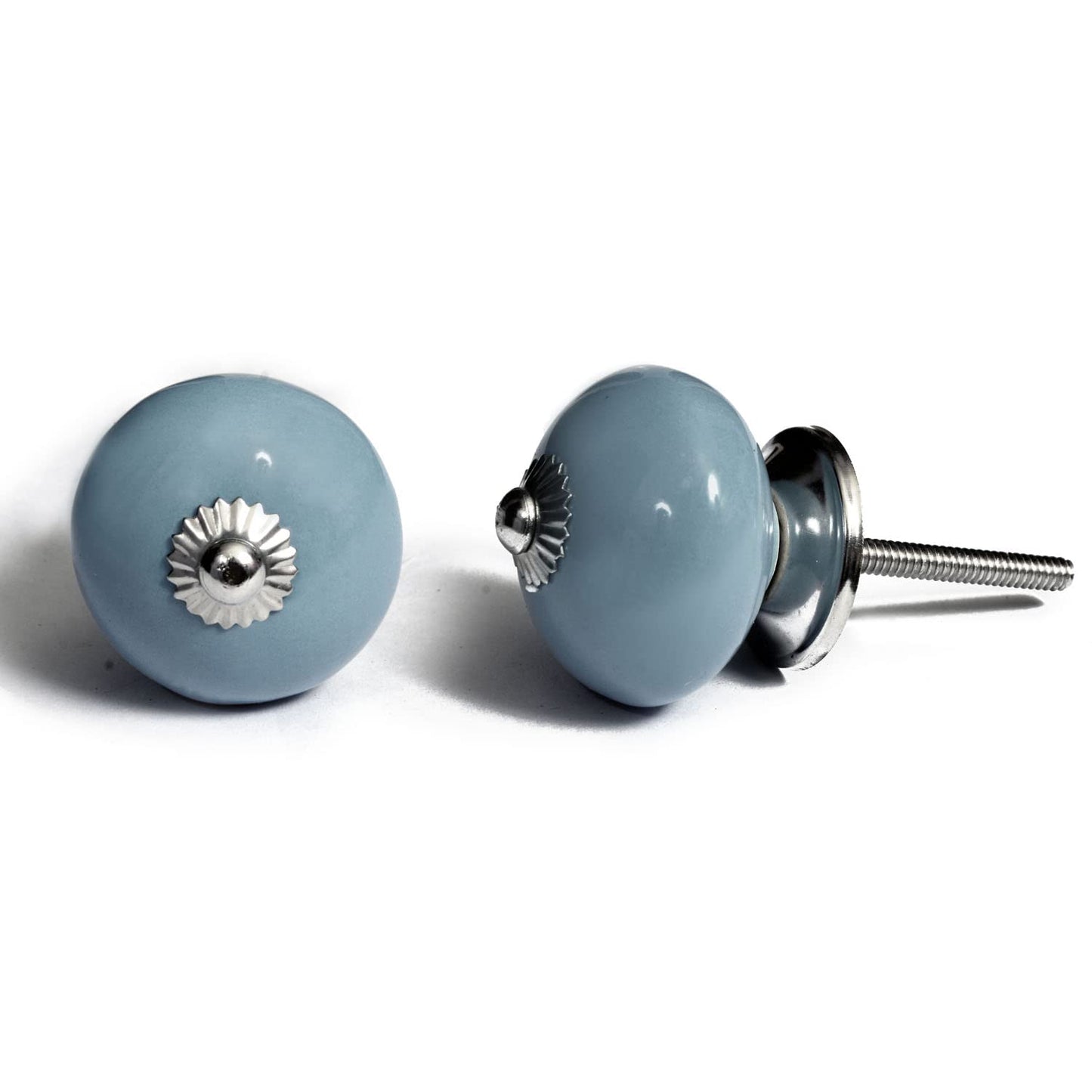 Set de 8 pomos tiradores de cerámica | En colores azul y blanco | Decoración muebles, armarios, habitación infantil.-Nacnic-Nacnic Estudio SL