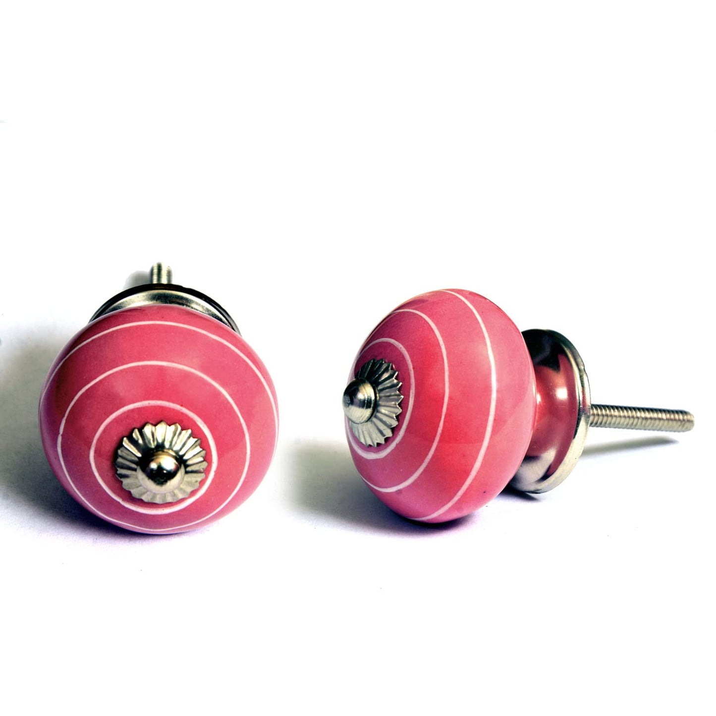 Set de 8 pomos tiradores de cerámica | En colores rosa y blanco | Decoración muebles, armarios, habitación infantil.-Nacnic-Nacnic Estudio SL