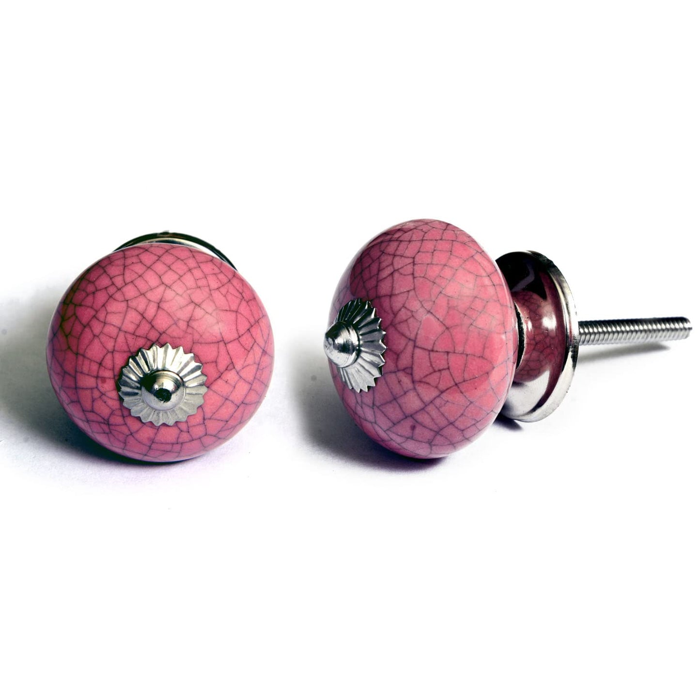Set de 8 pomos tiradores de cerámica | En colores rosa y blanco | Decoración muebles, armarios, habitación infantil.-Nacnic-Nacnic Estudio SL