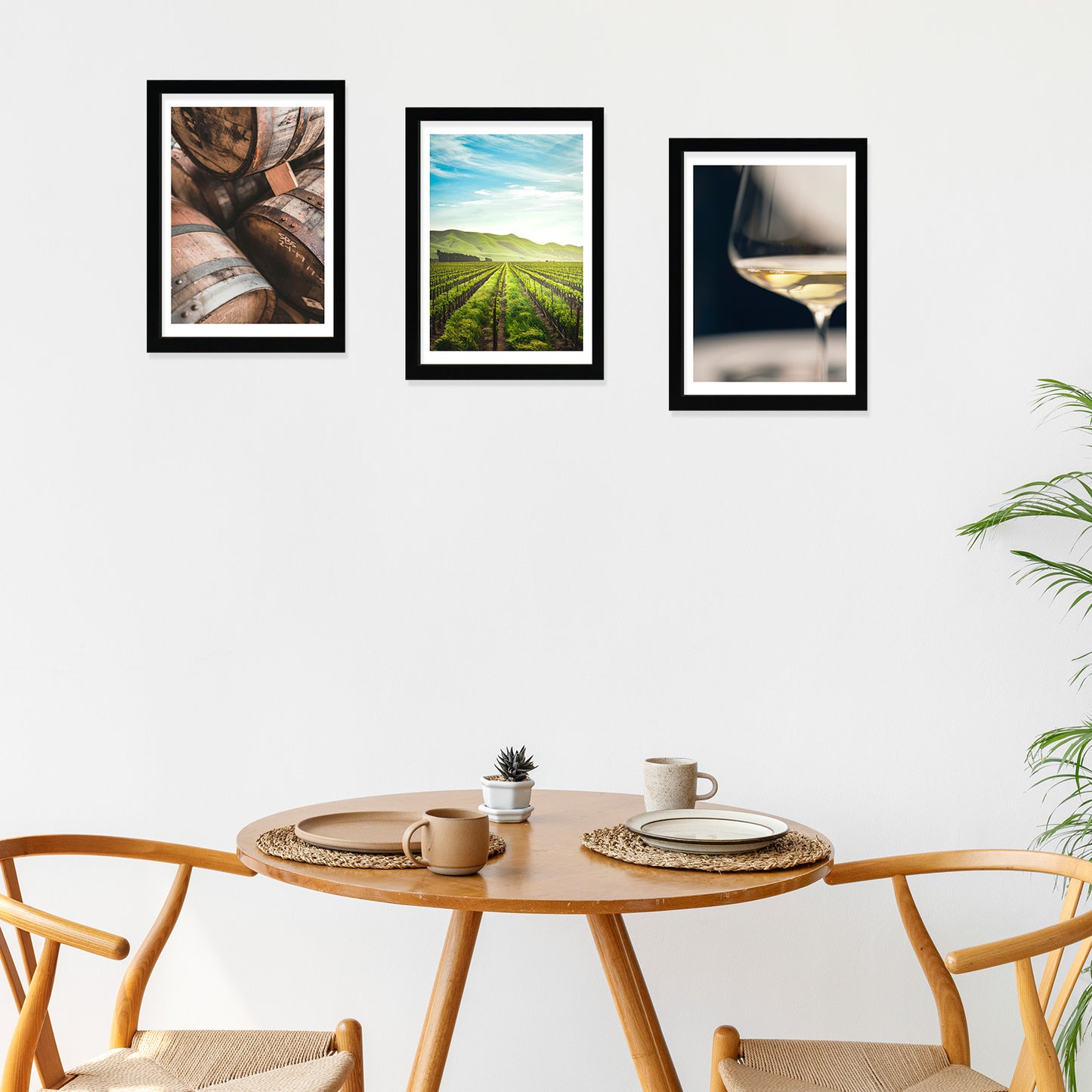 Set de 3 Cuadros de Viñedo Italiano Impresión Ilustración Arte de Pared Decoración en Estilo Fotográfico Moderno para Cocina, Bodega, Bar, Despensa, Comedor, Restaurante