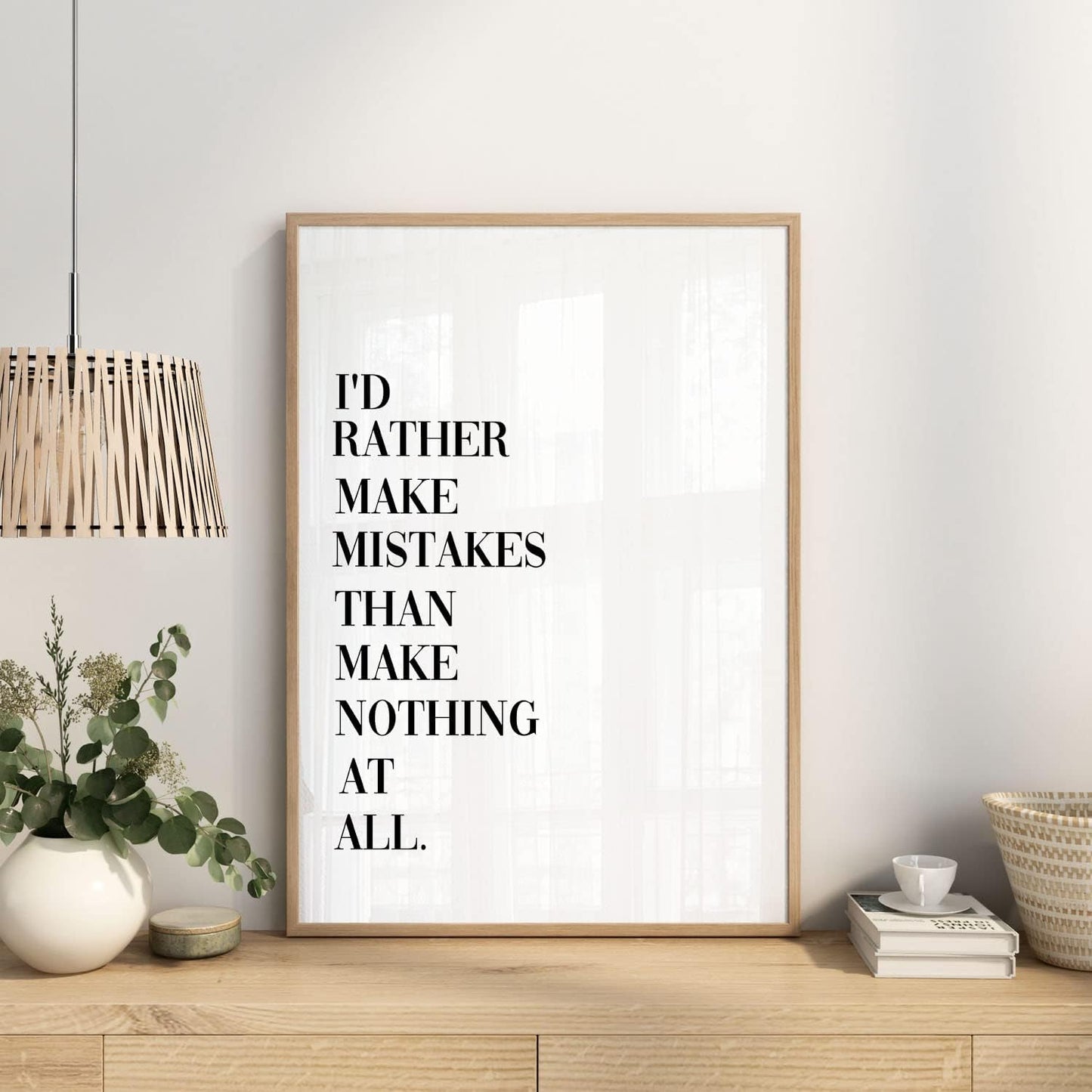 Lamina artistica Decorativa con ilustración de Rather Make Mistakes tamaño A3 Estilo Mensaje inspiracional para Decorar el hogar, salón, Habitaciones, Estudios
