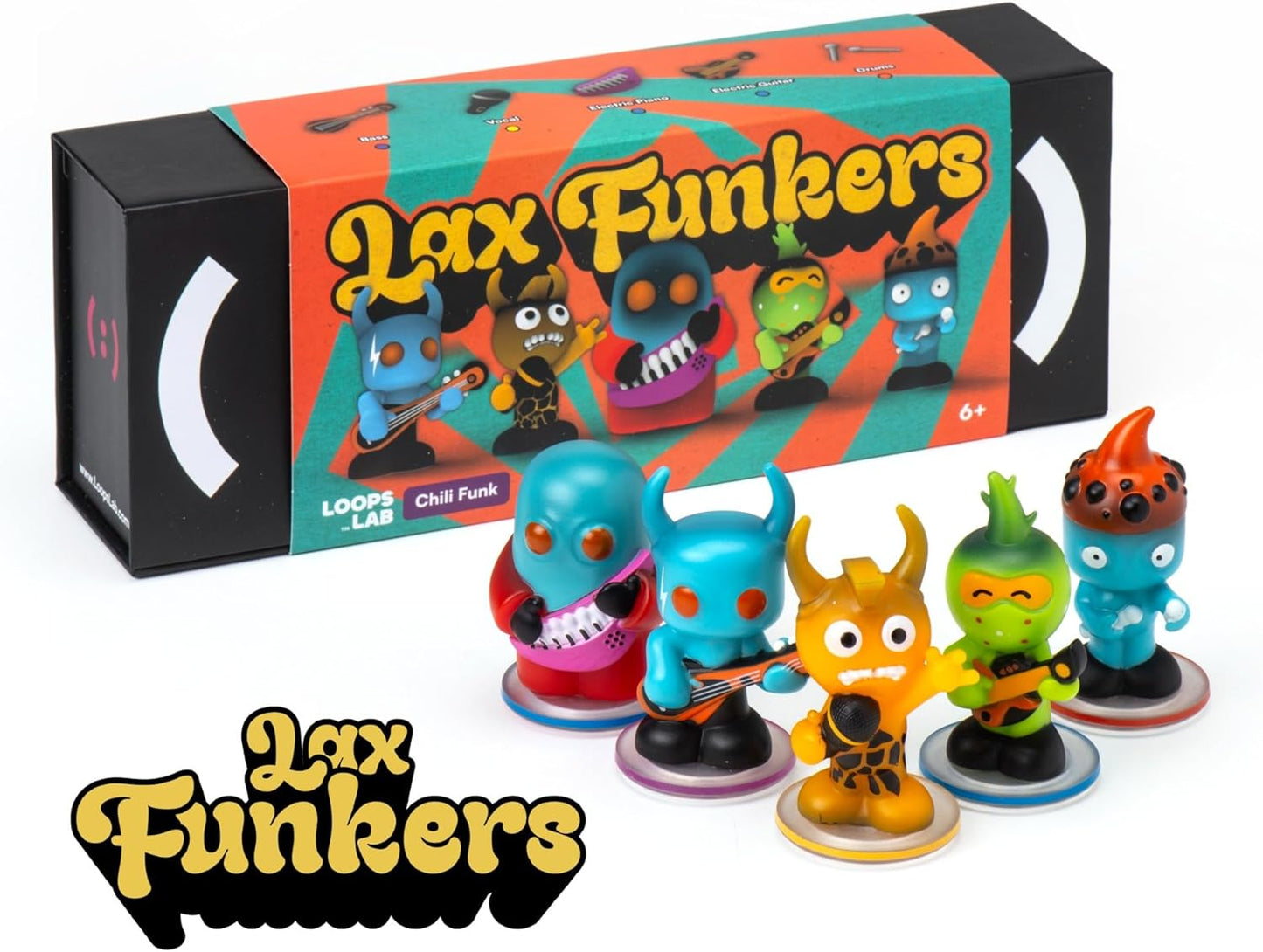 LOOPS Bands - Lax Funkers - Juego de figuras interactivas de banda musical Funk de 5 piezas