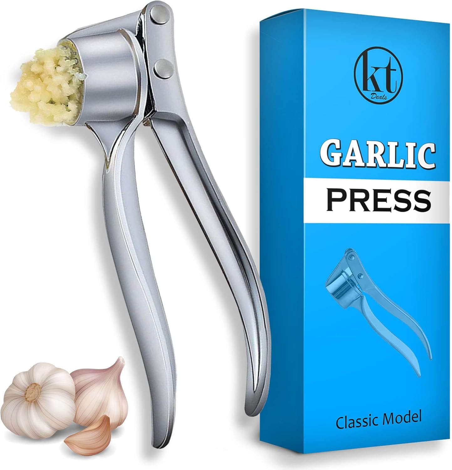 Prensa de ajo, picadora de jengibre, exprimidor de ajo, prensatelas de ajo, cortador de metal resistente (clásico)