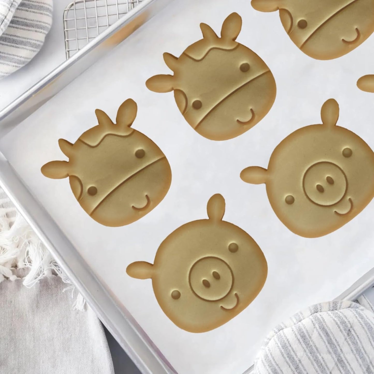 Cortadores de galletas de animales de granja, juego de 5 cortadores de galletas para fiestas de cumpleaños de niños o fiestas temáticas, incluye cortador de galletas de pollo, cerdo, vaca,