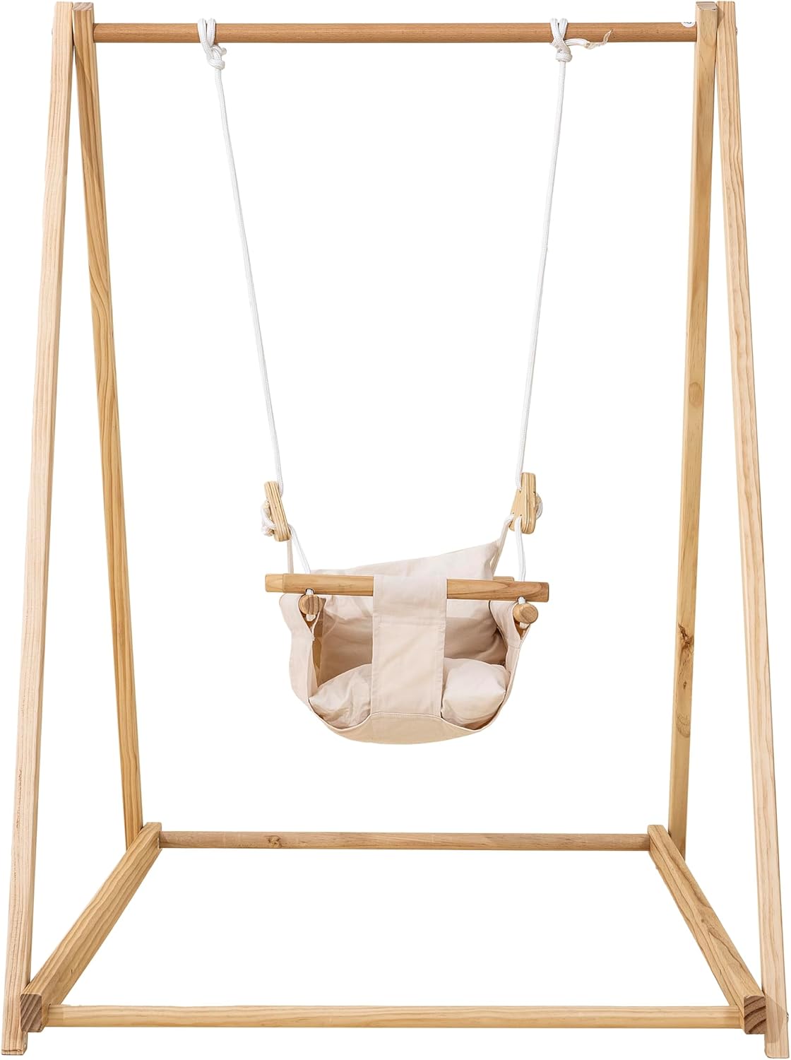 Hamaca plegable Avenlur Tulip con soporte para bebés - Hamaca autoportante para niños de 6 meses a 3 años - Asiento tipo hamaca (beige)