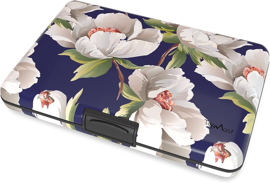 Cartera de Aluminio con Bloqueo RFID y Flores de Peonía para Hombres y Mujeres - Tarjetero y Billetes