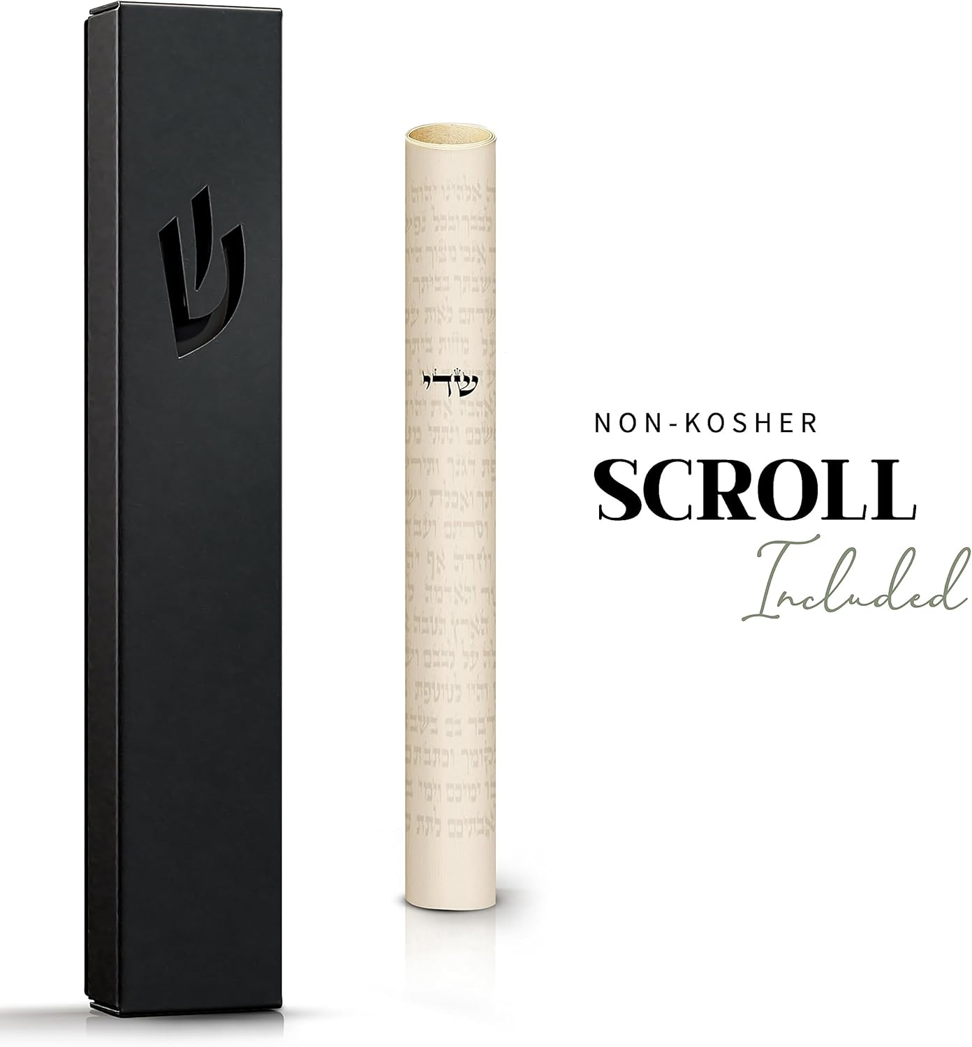 SURI Mezuzah clásica para puerta, funda autoadhesiva de Nirosta negra de 5 pulgadas con pergamino no kosher | Mezuzá judía moderna para interiores y exteriores, caja de regalo de Judaica incluida