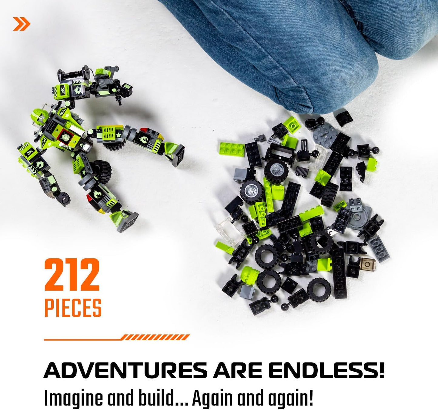 Jitterygit Juguete de construcción de robots para niños, regalo STEM perfecto para constructores de 6, 7, 8, 9 y 10 años, CliffSling verde (212 piezas) Robotryx