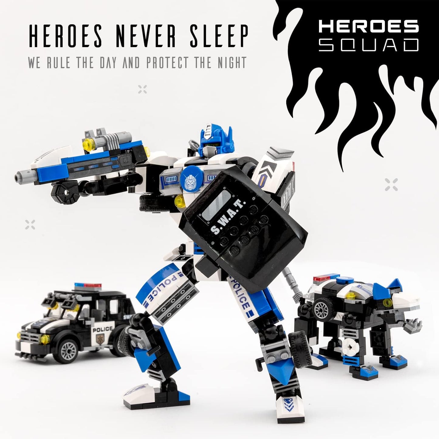 Jitterygit Juguete de construcción de robot de policía superhéroe para niños, regalo épico de cumpleaños STEM para niños de 7, 8, 9, 10 y 11 años (279 piezas) Robotryx