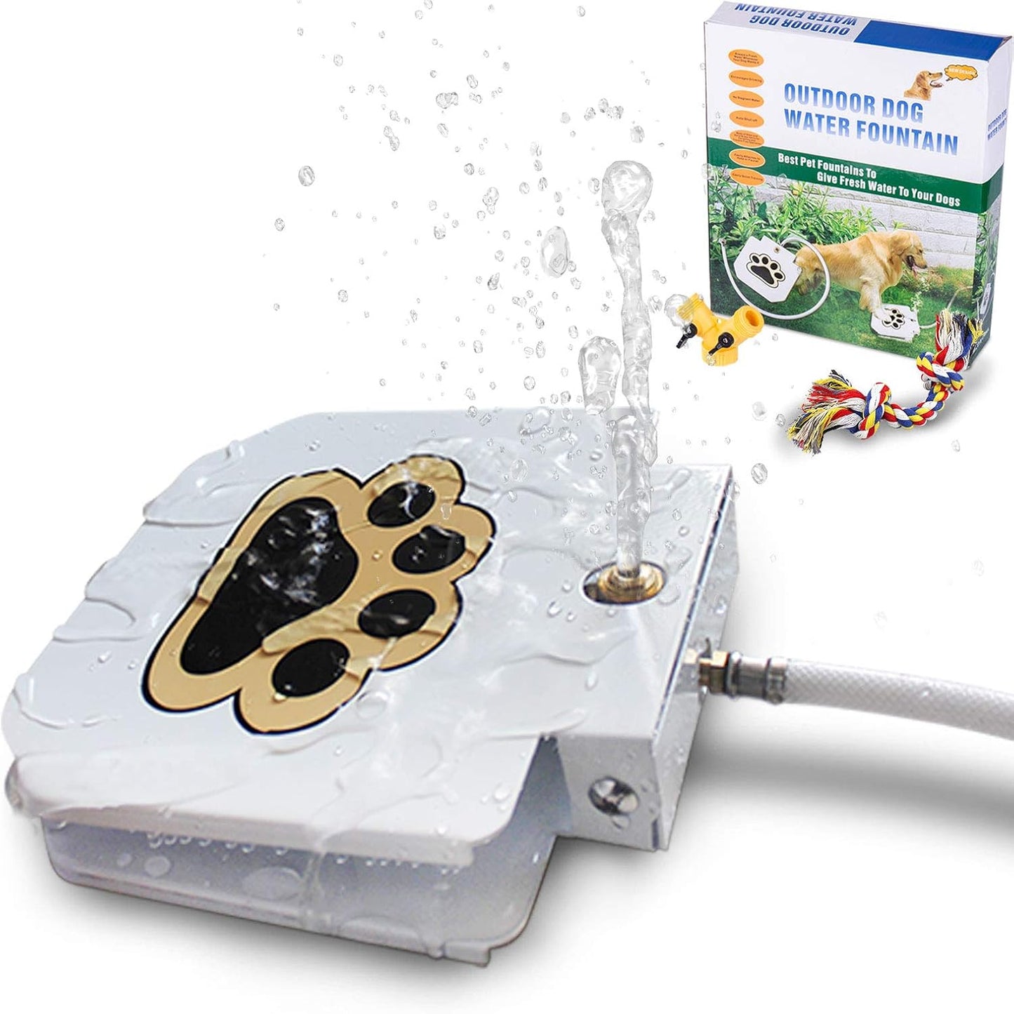 BACOENG Bebedero para Perros Grandes, Fuente Agua Perro de Fácil Activación con Juguete de Cuerda, Juego de Válvulas Mejorado en Cobre