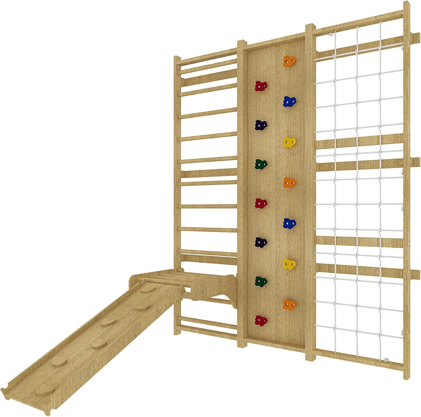 Gimnasio de pared con escalera sueca 9 en 1 de nogal Avenlur