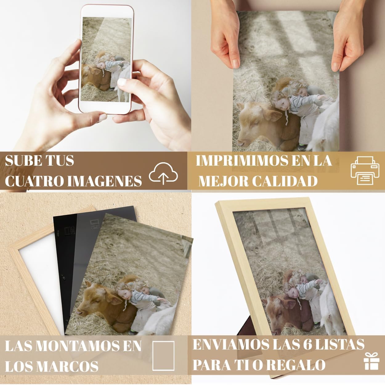 Cuadros personalizados con tu foto | Tus fotos enmarcadas | Regalo personalizado lámina con marco | Impresión digital de fotografia papel brillo | 100% Personalizable | Regalo ideal
