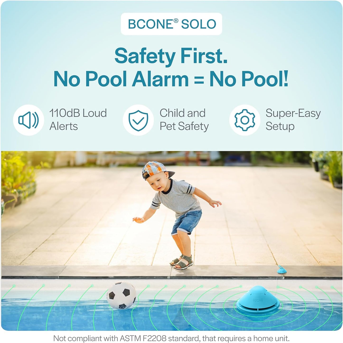 Alarma inteligente para piscina con aplicación Bluetooth, para piscinas sobre el suelo y en el suelo, sirena fuerte de 110 dB, IP68 impermeable, instalación en segundos.