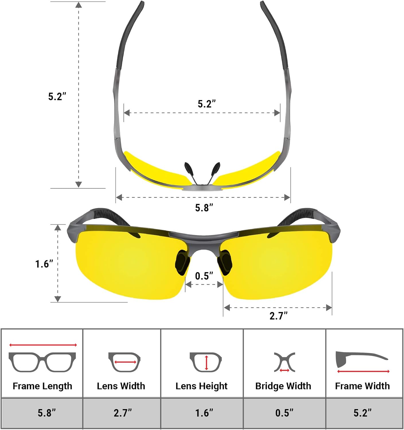 Gafas de Conducción Nocturna BLUPOND para Hombres y Mujeres - Láminas