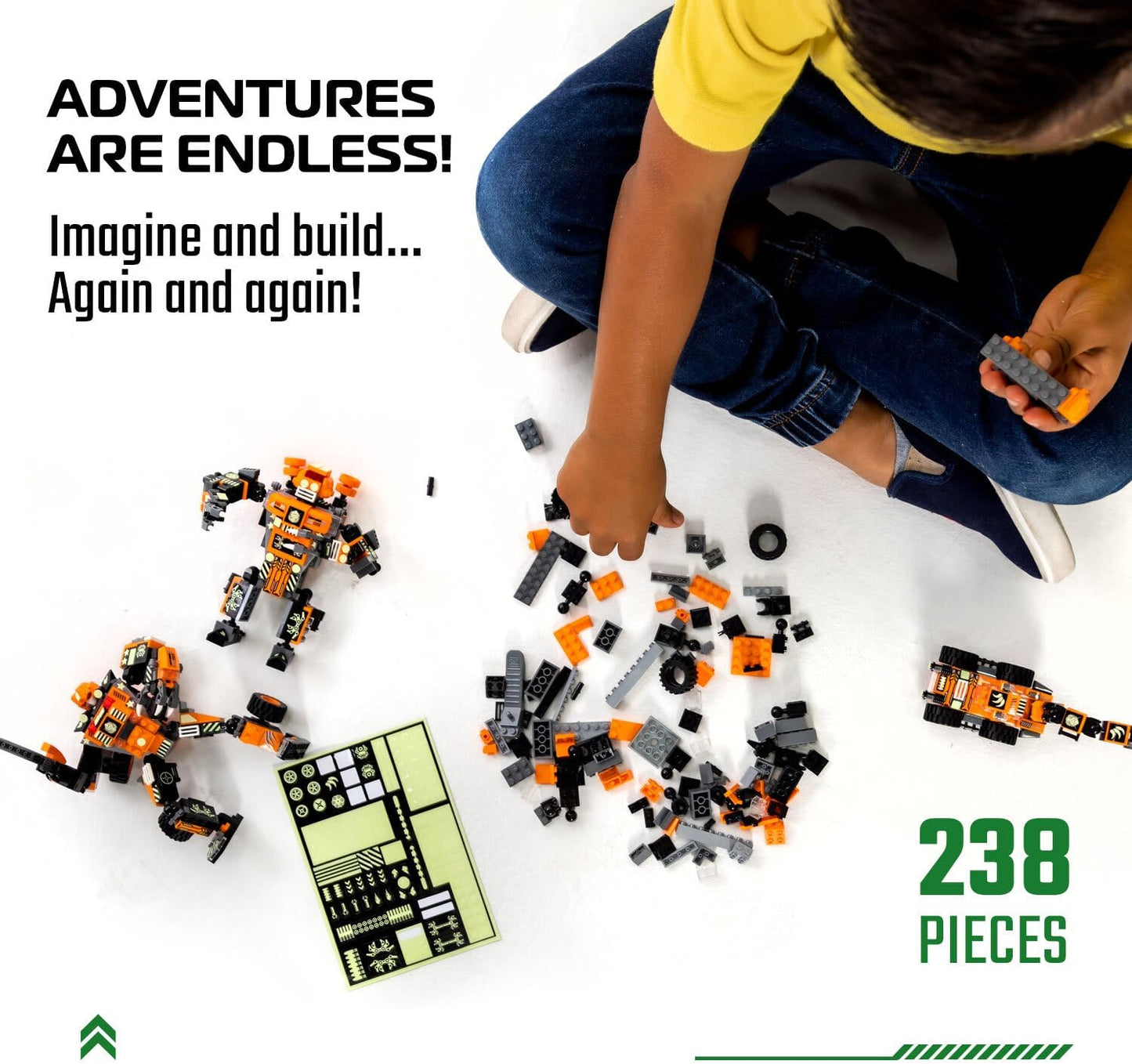 Jitterygit Figura de acción de superhéroe robot mecánico, juego de juguetes de regalo de Navidad, los mejores ladrillos creativos de construcción STEM para cumpleaños, guerrero del ejército espacial para niños, niñas de 6, 7, 8, 9 y 10 años
