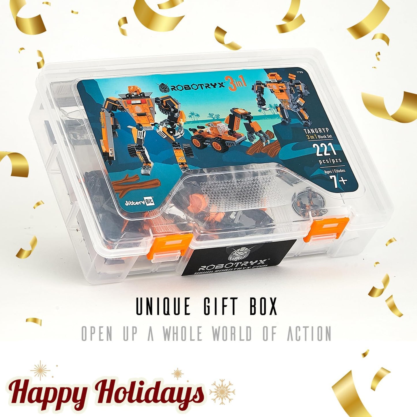Jitterygit Figura de acción de superhéroe robot mecánico, juego de juguetes de regalo de Navidad, los mejores ladrillos creativos de construcción STEM para cumpleaños, guerrero del ejército espacial para niños, niñas de 6, 7, 8, 9 y 10 años