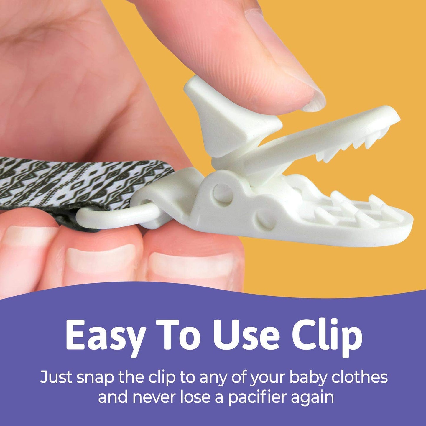 Clips para chupete – 4 unidades diseño único moderno de género neutro en blanco y negro. Clip para chupetes y chupetes. Hecho de poliéster de calidad y no tóxico, para baby shower.
