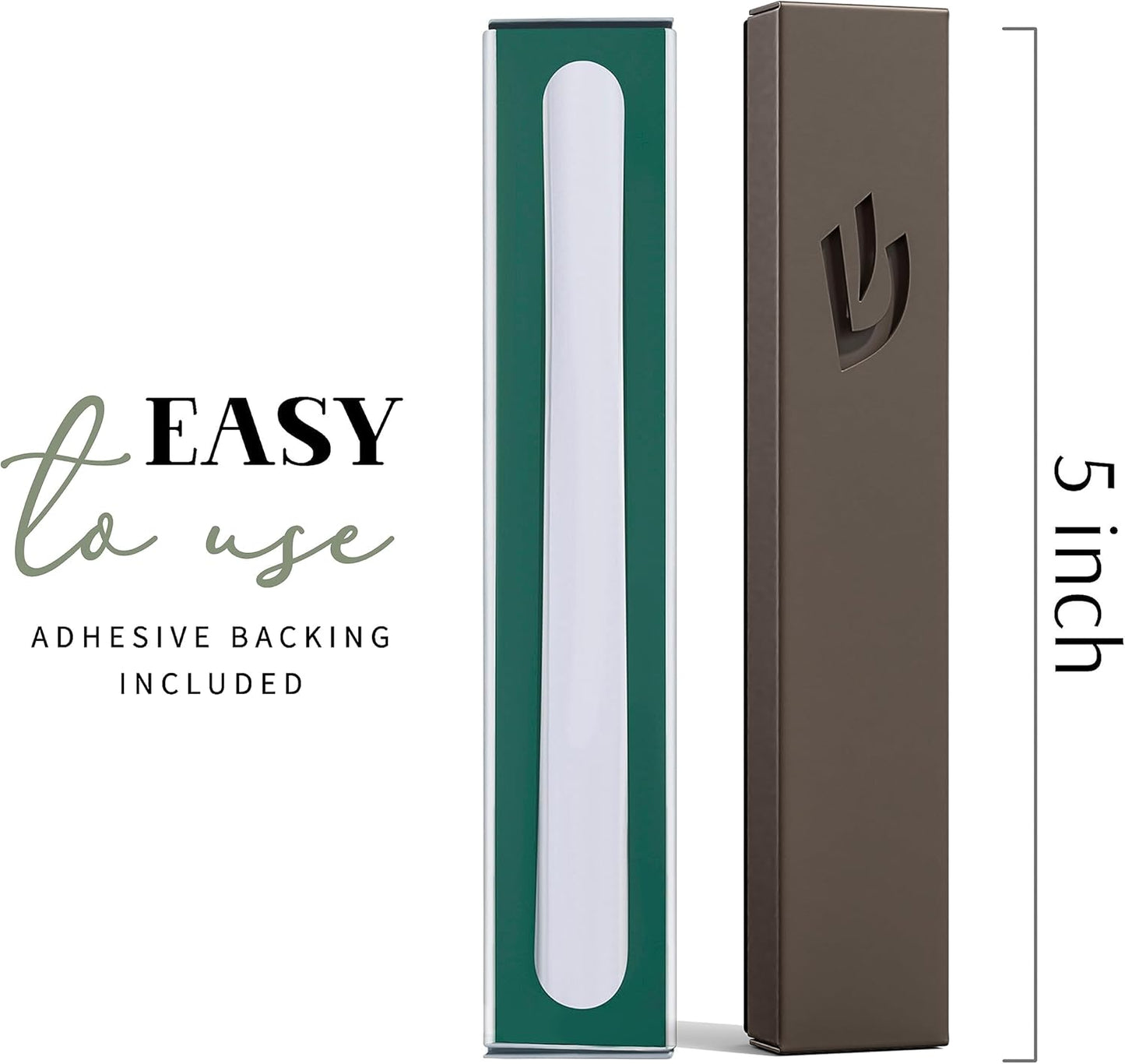 SURI Mezuzah clásica para puerta, caja de mezuzá autoadhesiva Nirosta gris oscuro de 5 pulgadas con pergamino no kosher | Mezuzá judía moderna para interiores y exteriores, caja de regalo de Judaica
