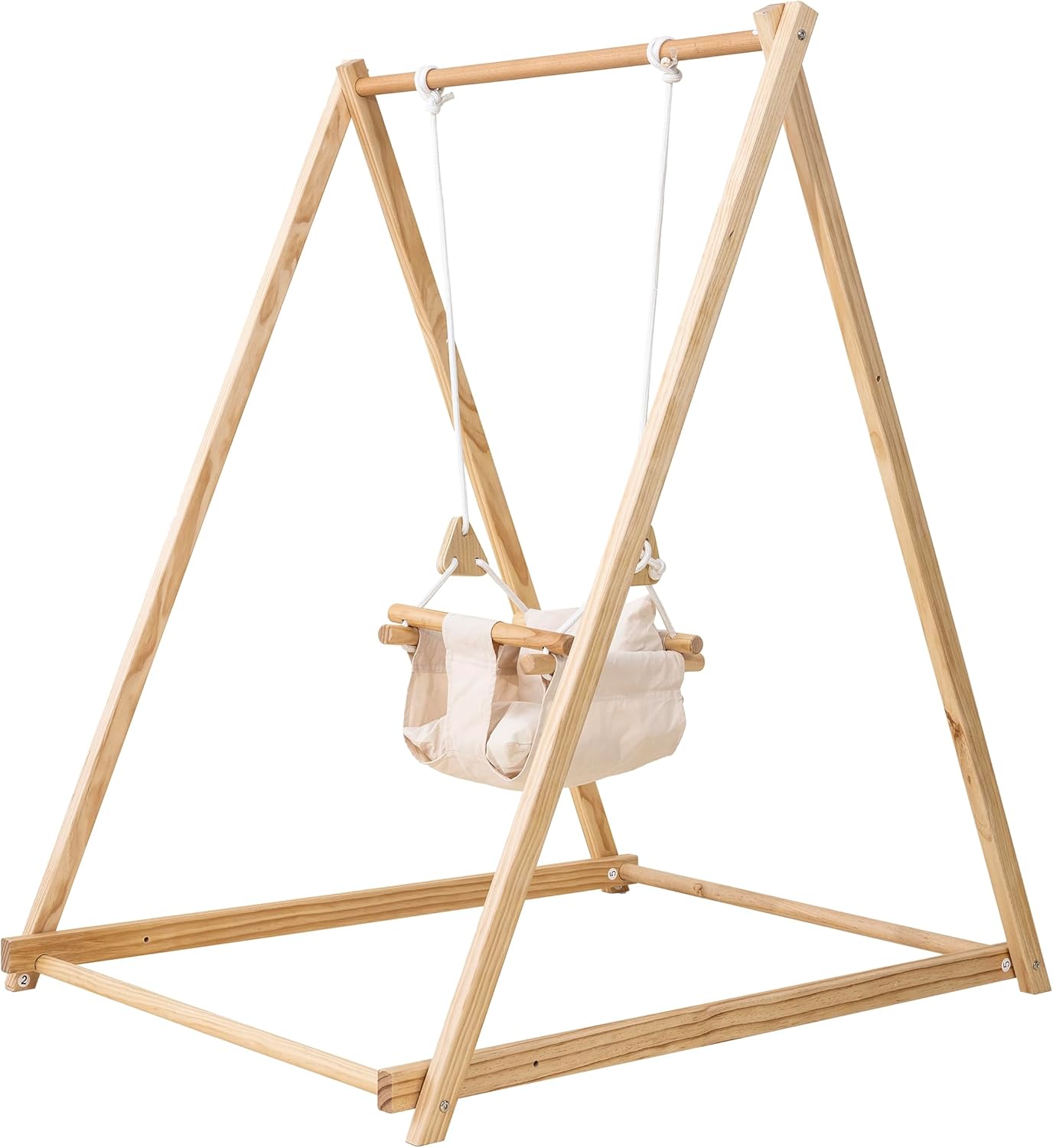 Hamaca plegable Avenlur Tulip con soporte para bebés - Hamaca autoportante para niños de 6 meses a 3 años - Asiento tipo hamaca (beige)