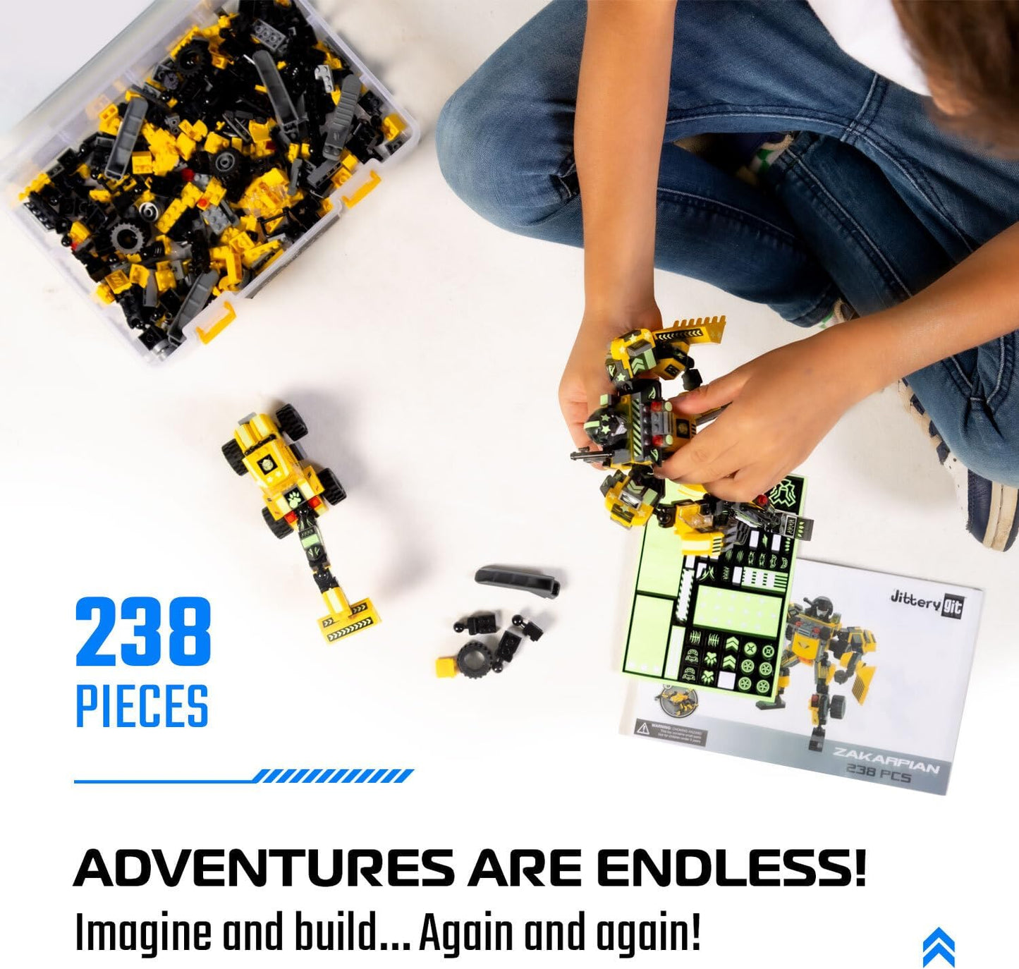 Jitterygit Figura de acción de superhéroe robot mecánico, juego de juguetes de regalo de Navidad, los mejores ladrillos creativos de construcción STEM para cumpleaños, guerrero del ejército espacial para niños, niñas de 6, 7, 8, 9 y 10 años