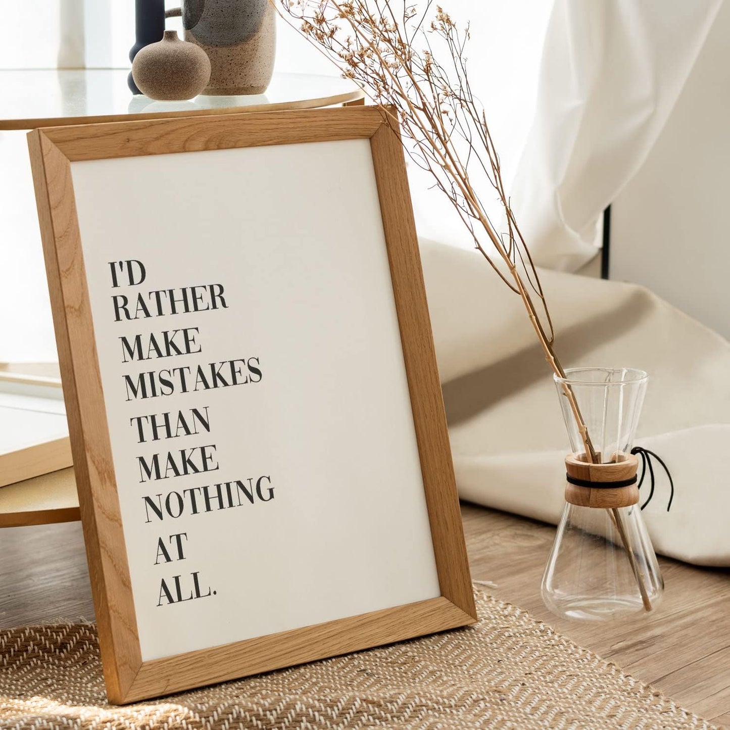 Lamina artistica Decorativa con ilustración de Rather Make Mistakes tamaño A3 Estilo Mensaje inspiracional para Decorar el hogar, salón, Habitaciones, Estudios